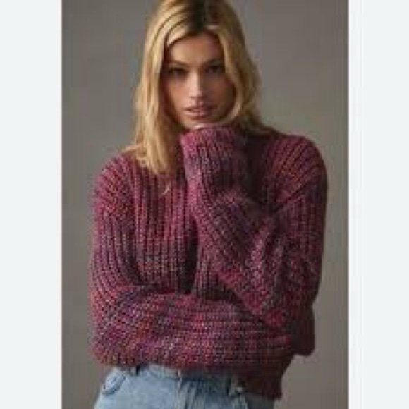 Anthropologie Sweaters - Anthropologie pink marled crewneck sweater xl